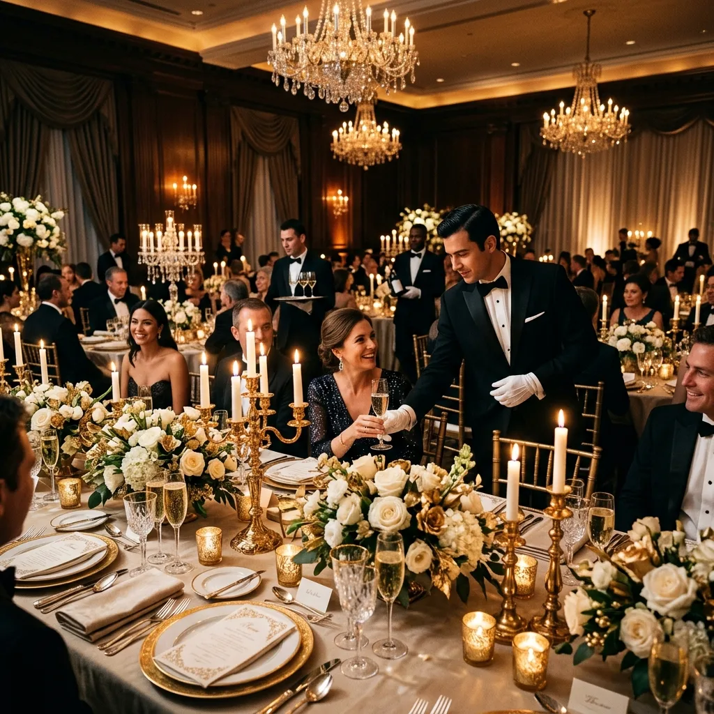 Recepción de boda elegante con personal M.S.J